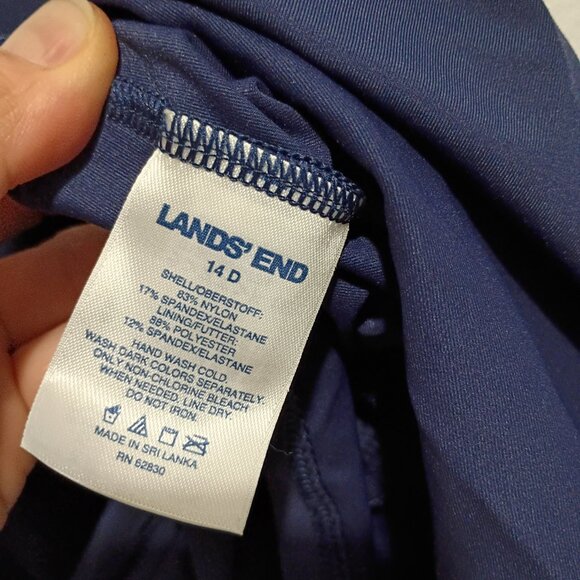 Lands' End Women's Modest Tie Front Peplum Tankini Top Navy Size 14 D - Picture 4 of 9